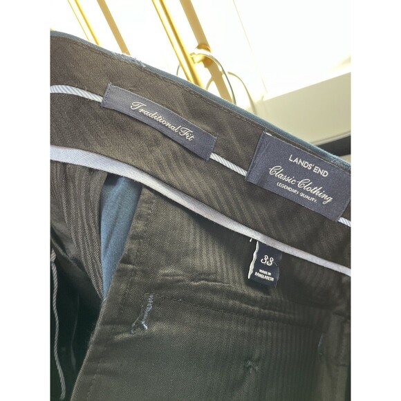 Lands End Pants Men 33X33 Navy Blue Dress Pants Pleated Trousers Traditional Fit - Picture 6 of 7